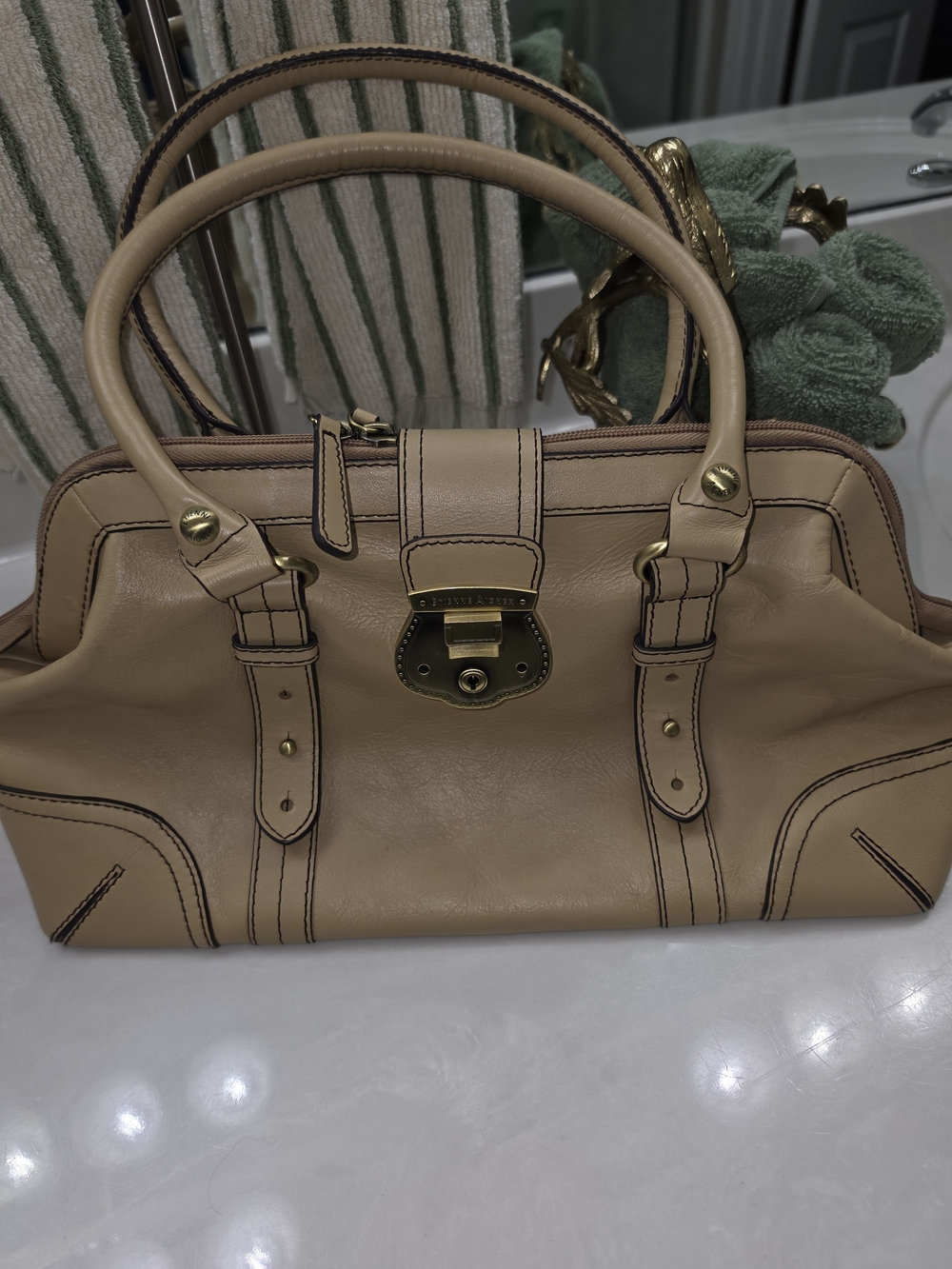 Etienne Aigner Vintage Tan Leather Satchel Handbag